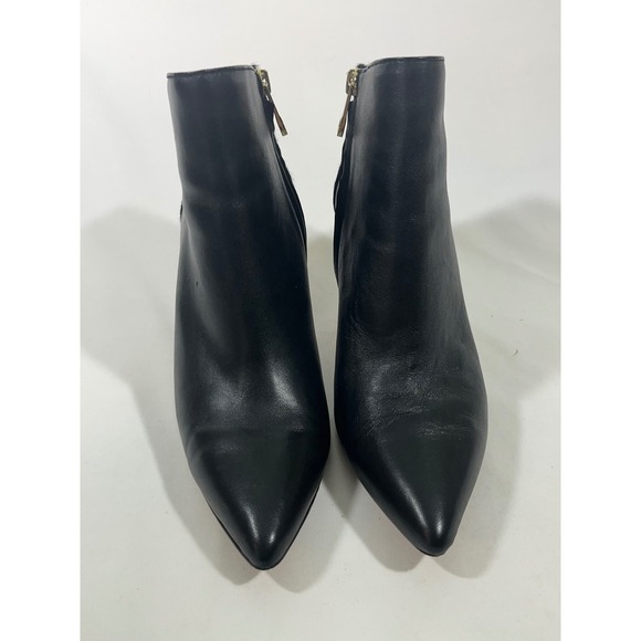 Louise et Cie Leather Women Ankle Boot Cow Fur Accent Pointed Toe Zip Black Sz 8 - Picture 3 of 11